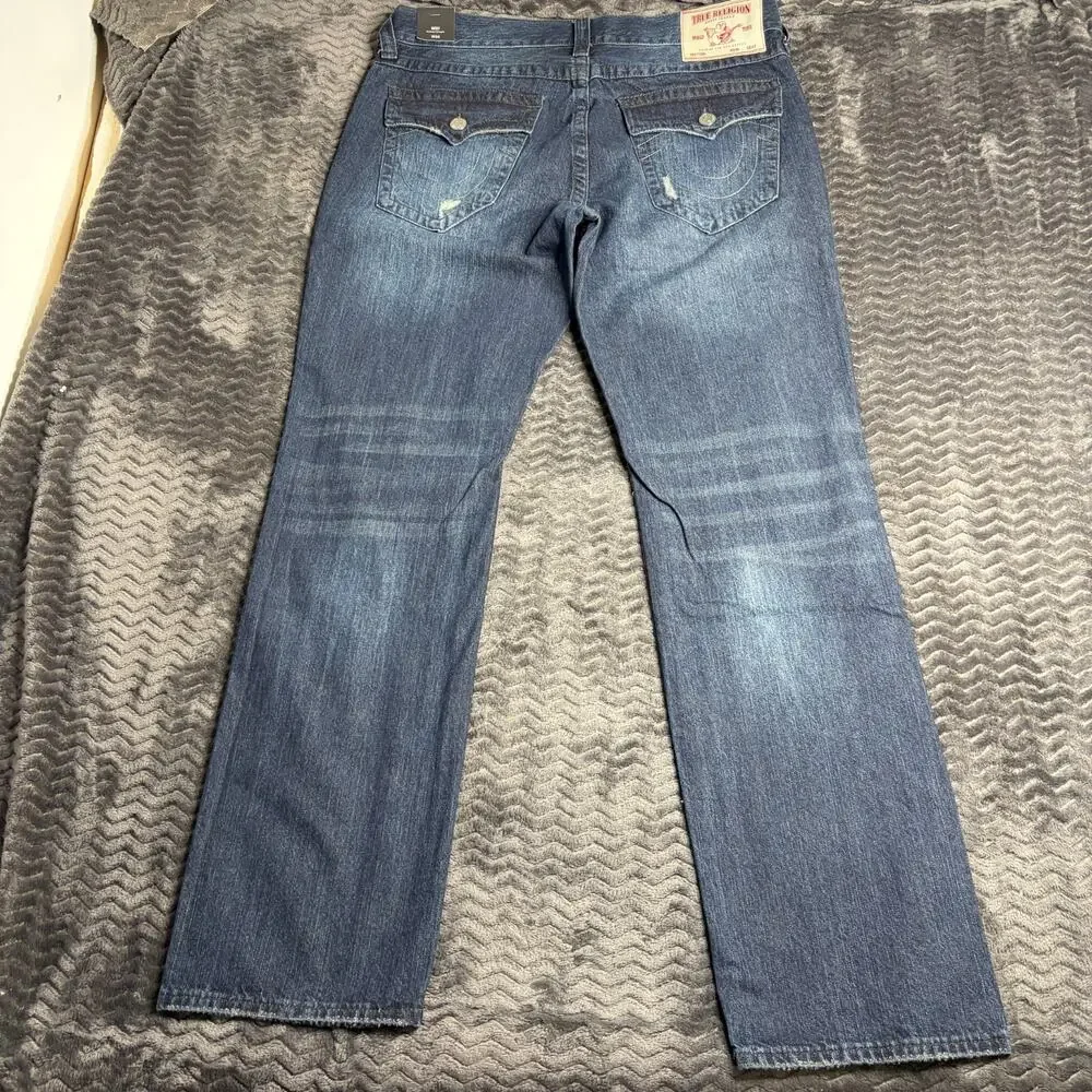 True Religion Men's Ricky Relaxed Straight Flap distressed Size 34x34 NWT